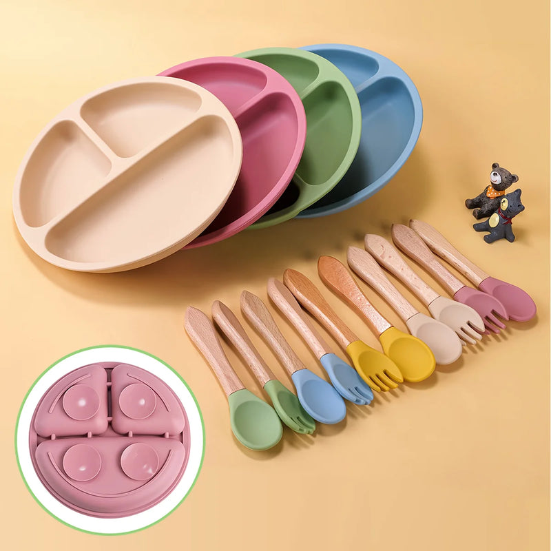 3PCS Silicone Baby Feeding Set BPA Free