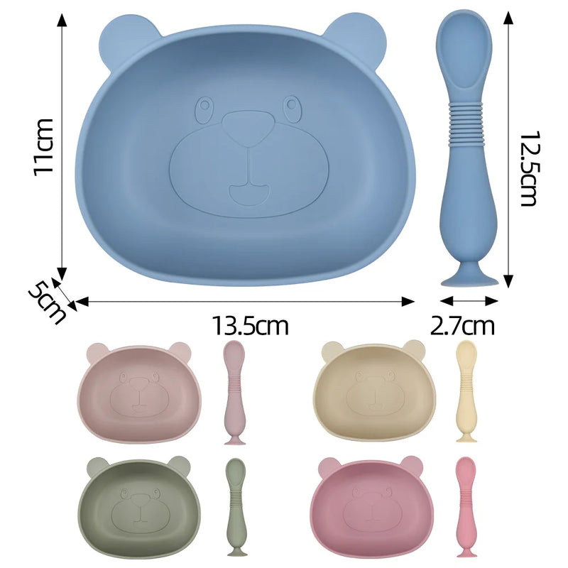 BPA Free Silicone Panda Dishes for Baby 2Pcs/1Set Silicone