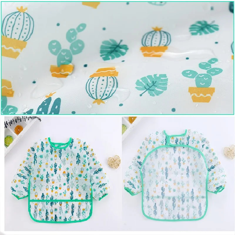 New Baby Bib Cartoon Toddler Waterproof Long Sleeve