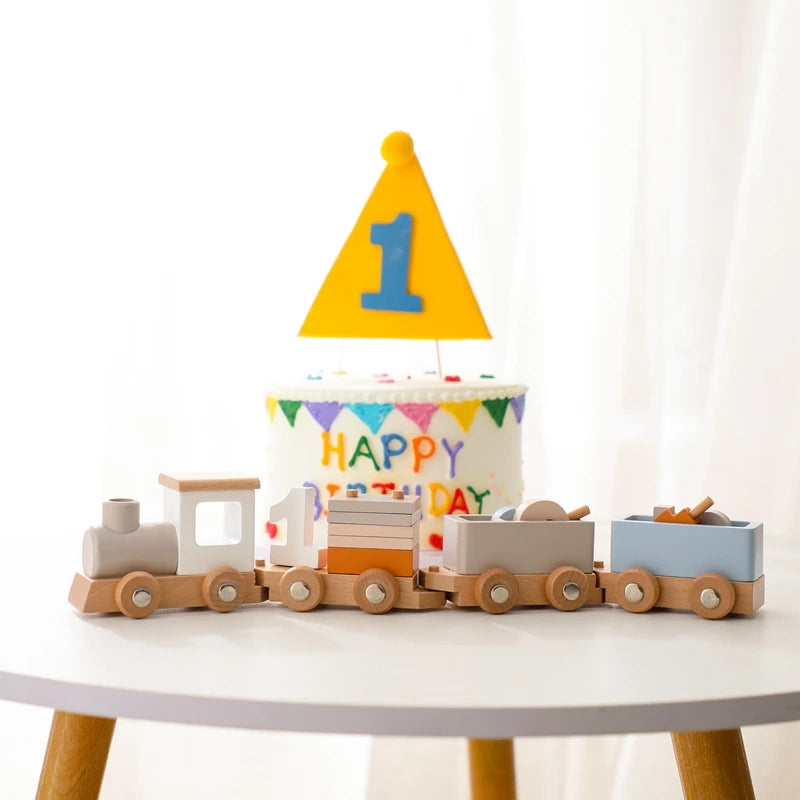 Wooden Train Birthday Toy  Montessori Toys Baby Educational Toys