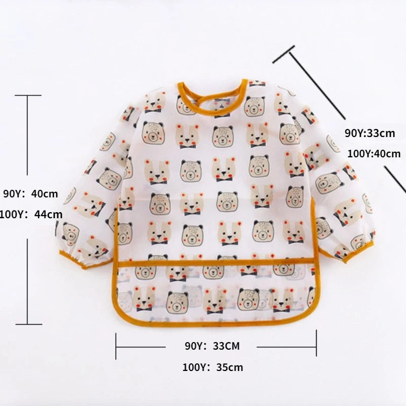 New Baby Bib Cartoon Toddler Waterproof Long Sleeve