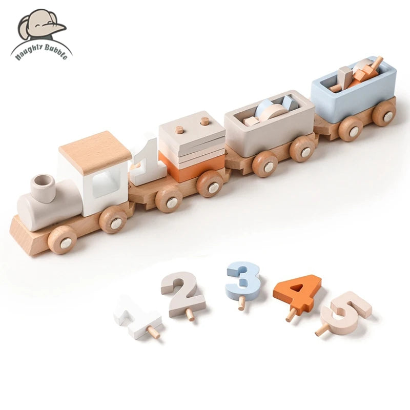 Wooden Train Birthday Toy  Montessori Toys Baby Educational Toys